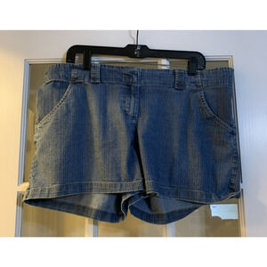 announcement maternity denim shorts cotton blend womens size LG 12-14